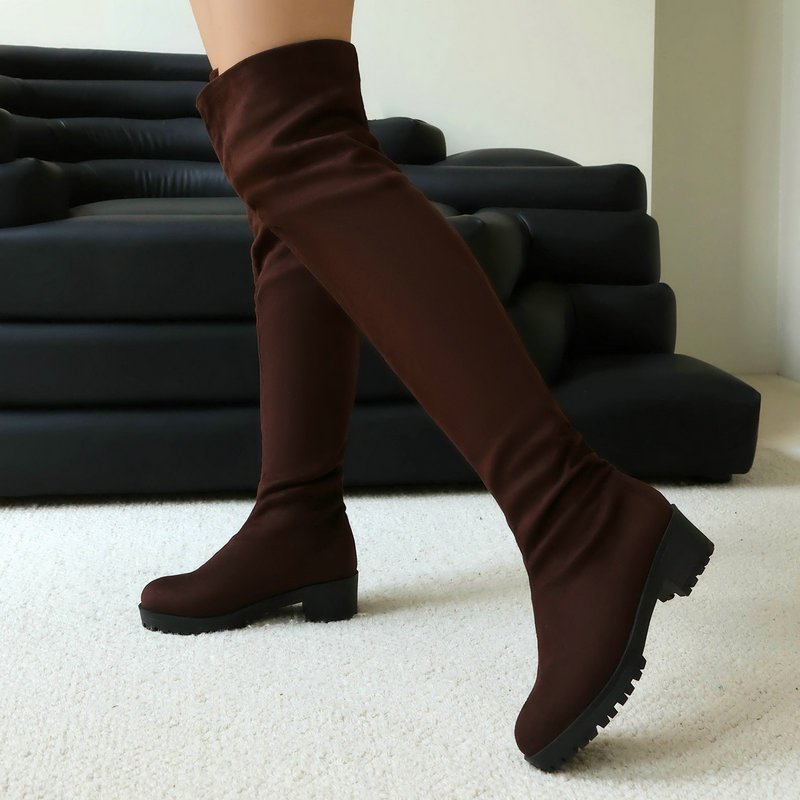 Faux Suede Leather Flock Slip- - огляд і ціна Knee High Sock Women